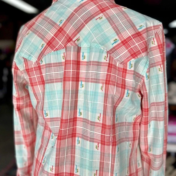 Tasha Polizzi Red and Blue Plaid Jacket with Ruffle Details - Picture 3 of 5